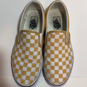 Yellow checkerboard Vans